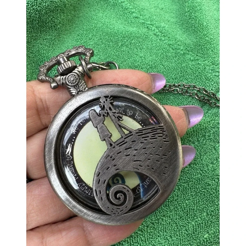 Nightmare Before Christmas Jack Skellington & Sally Decorative Pocket Watch Styl